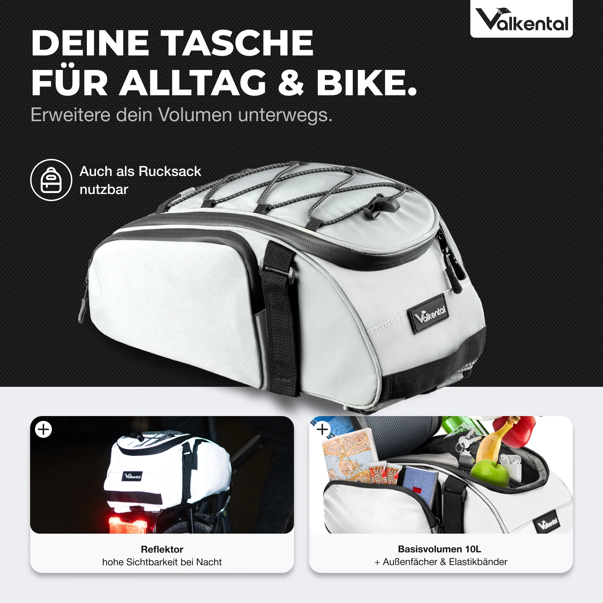 Trunk Bag - Aufliegende 3in1 Gepäckträgertasche mit Rucksackfunktion - Image 13
