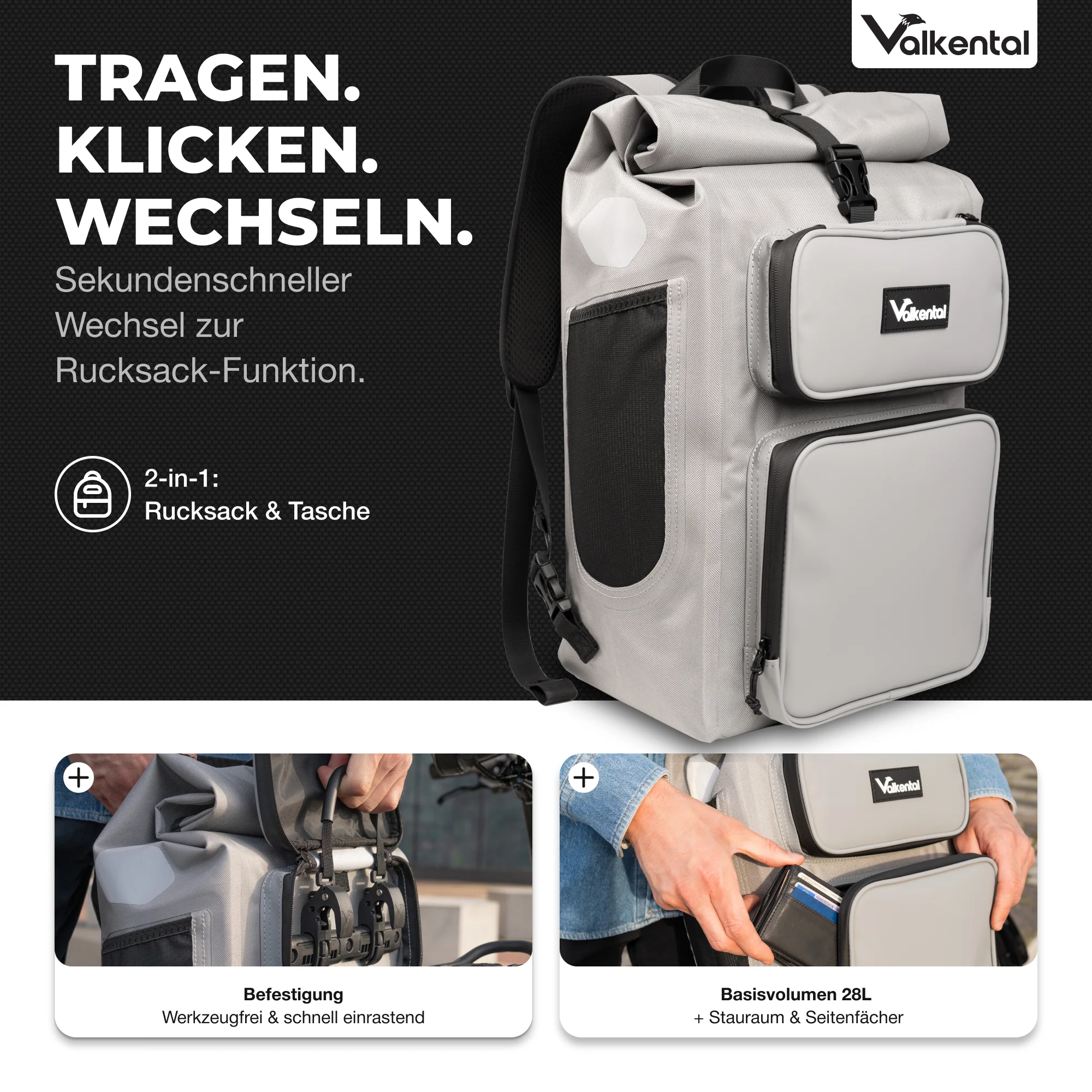 UrbanX 2.0 - 2in1 Fahrradtasche & Rucksack für die Stadt - Image 3
