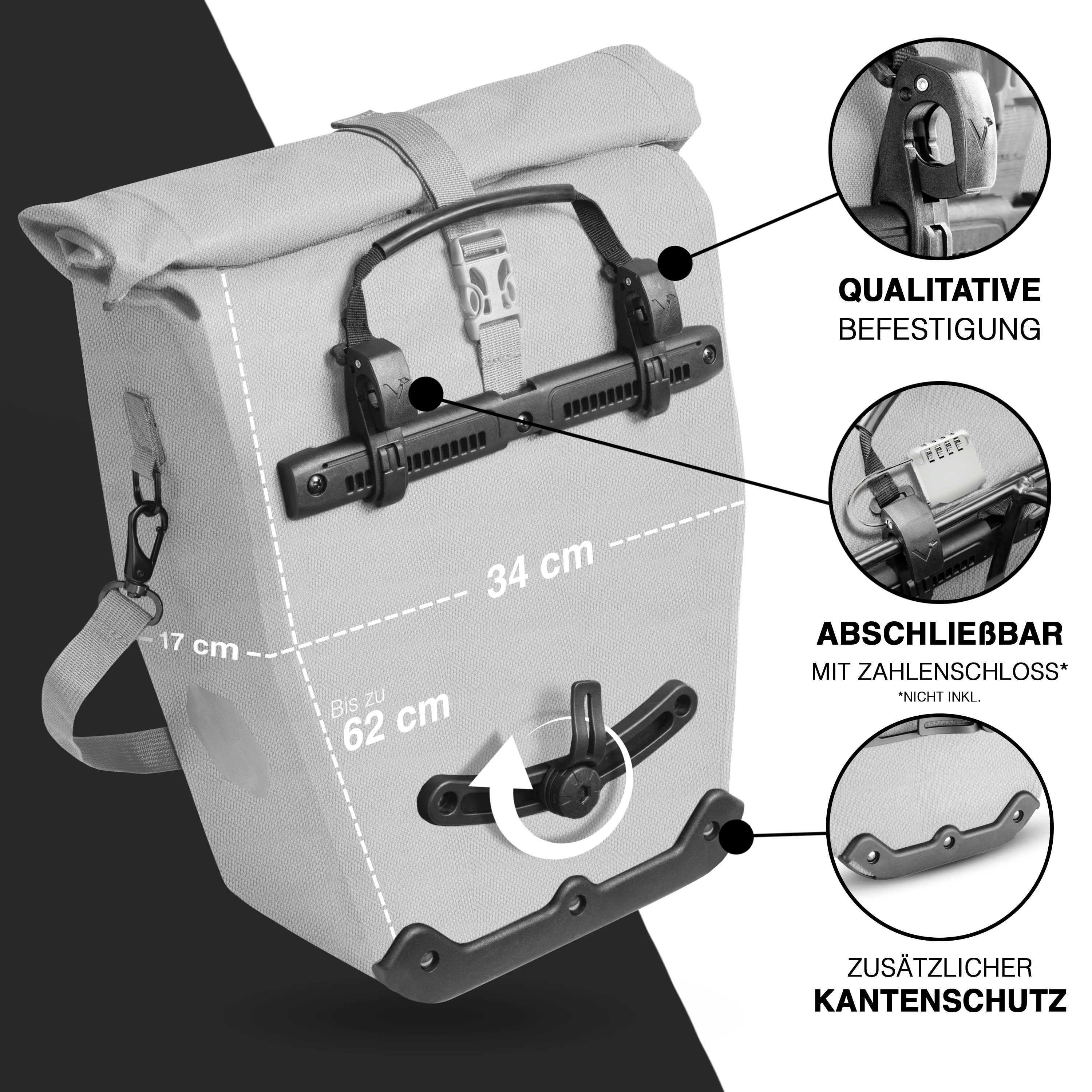 Bike Bag Urban - Praktische 2in1 Gepäckträgertasche im urbanen Look - B-Ware - Image 14
